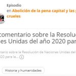 Comentario sobre la Resolución de Naciones Unidas del año 2020 para la moratoria de la pena de muerte