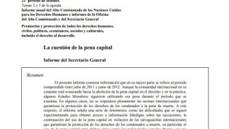 La cuestión de la Pena Capital. Informe del Secretario General - NNUU